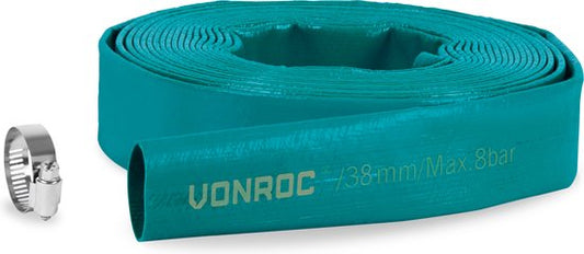 VONROC Dompelpomp afvoerslang - Persslang - Plat – Universeel - 10m x 38mm