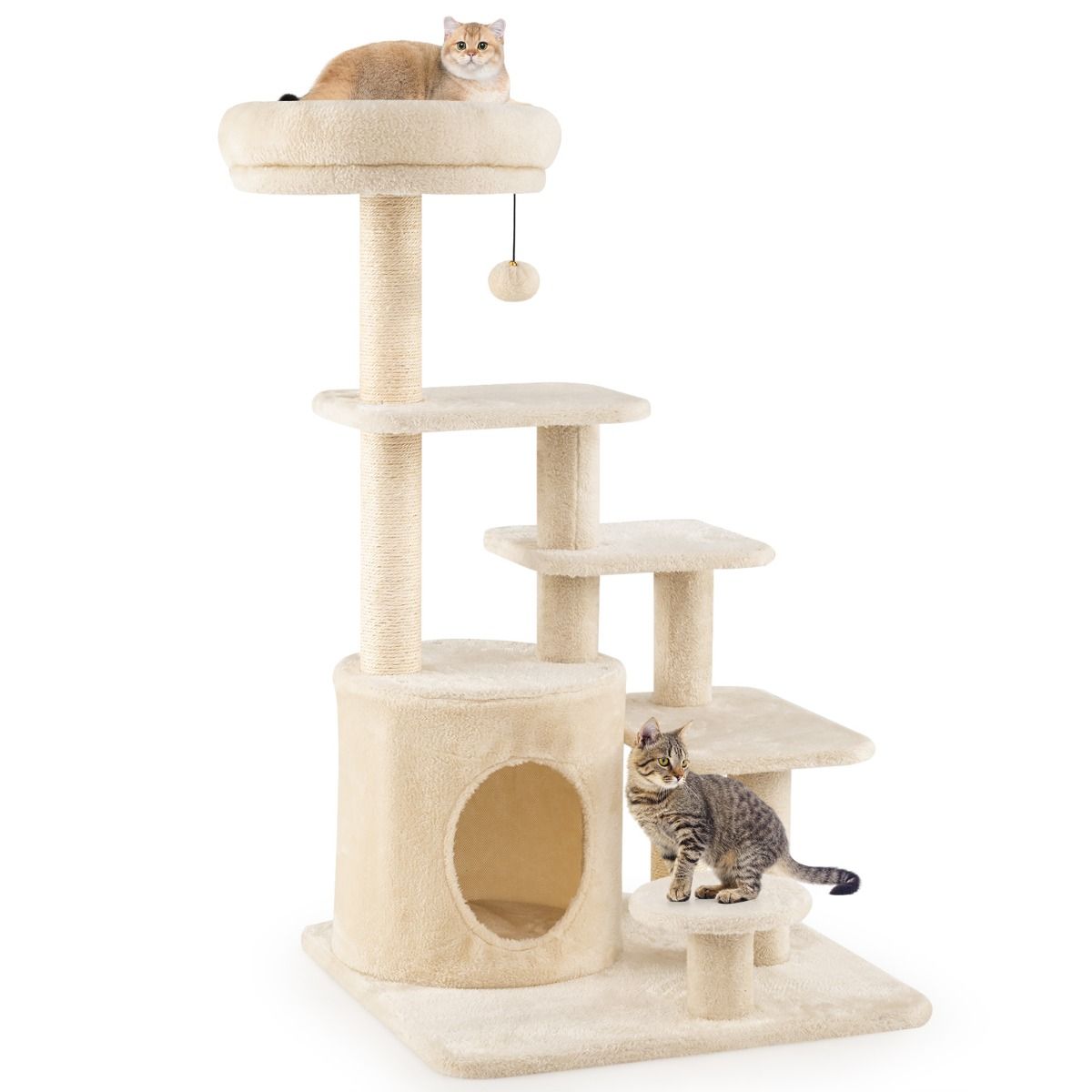 Coast Kattenboom - meerdere verdiepingen - sisal krabpalen - beige/grijs - 102 cm