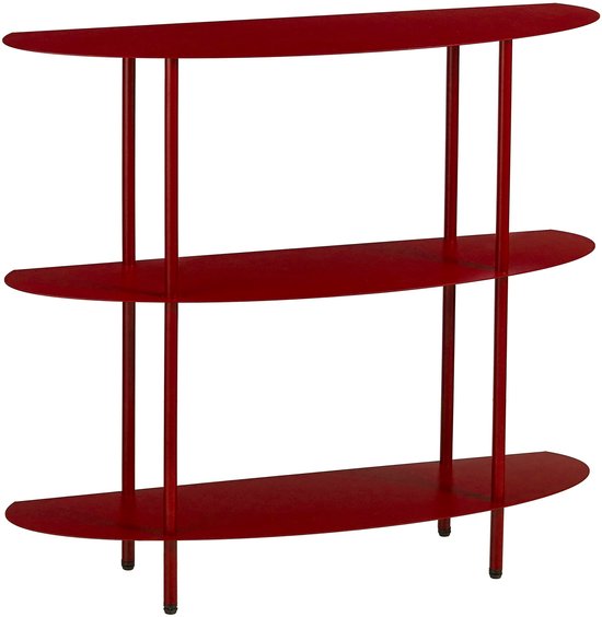 Mica Decorations Wandrek – Opbergrek en Metalen Wandrek voor Decoratie Woonkamer – Geschikt voor Planten en Accessoires – Stevig Rek van IJzer – 90 x 28 x 81 cm – Rood