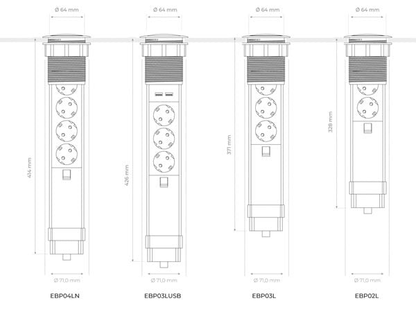 Perel Pop-Up Stekkerblok Met 3 Stopcontacten - 2 X Usb - Randaarde