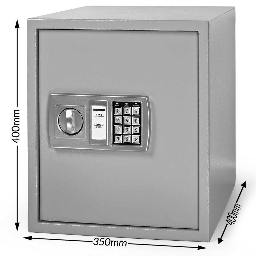 Monzana Elektronische Kluis – Cijferslot & 2 Noodsleutels – 56L – 40 x 35 x 40 cm – Grijs
