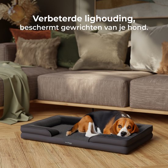 CozySense® Orthopedische Hondenmand 100x70 cm - Maat XL - Waterdicht Hondenbed met Wasbare Hoes - Geschikt Als Benchkussen - Zwart