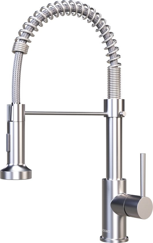 Noswo Spoelkraan – Uittrekbar & Dubbele Straal – 43 x Ø5 cm – Chroom