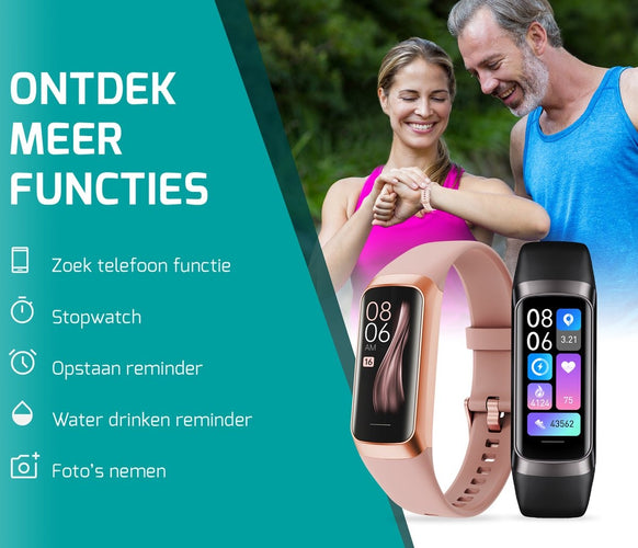FITAGE Activity Tracker – 25 Sportmodi & AMOLED Display – IP67 – 336 u Batterij – Roze