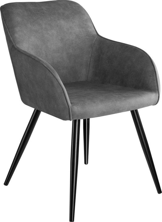 tectake - Stoel Marilyn stof grijs / zwart SKU: 403666