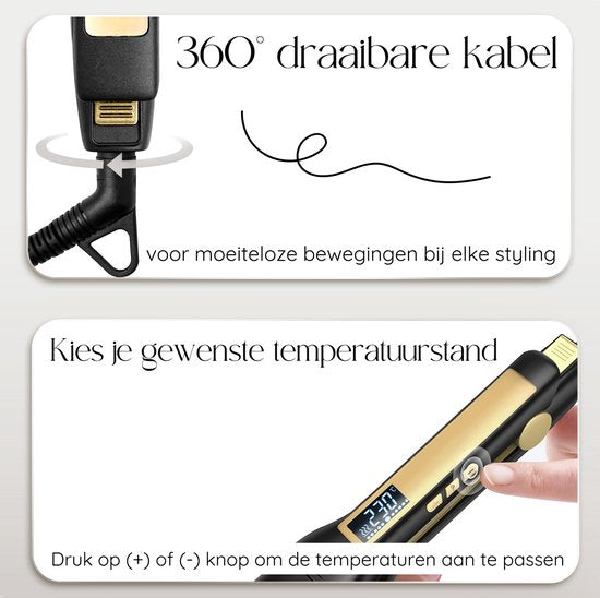 Sansbeauté® Professionele Stijltang - 2 in 1 - Krultang - Stijltangen - Hair Straightener - Snel Opgewarmd - 80℃ t/m 230℃ - Steilen & Krullen - ION technologie
