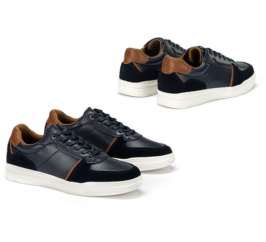 Milanoro - Stijlvolle lederen herensneakers - Navy - Maat 45