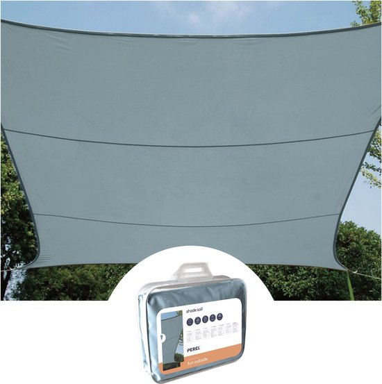 Perel Schaduwdoek, waterafstotend, 3.6 x 3.6 m, 160 g/m², polyester, vierkant, lichtgrijs