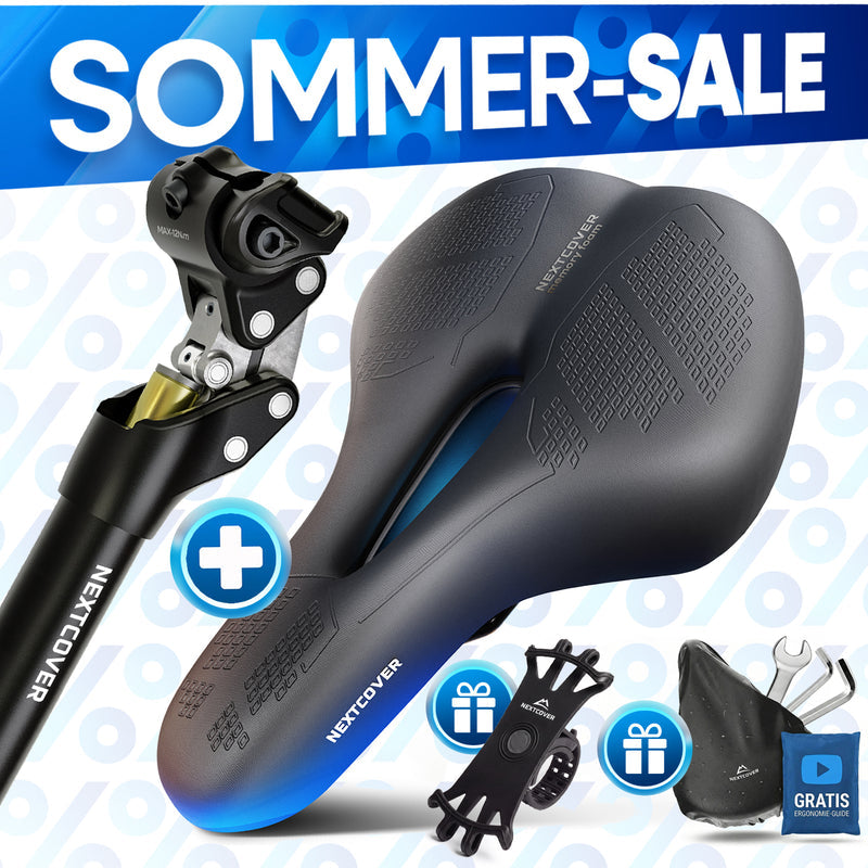 Nextcover ComfortSet MAX - Fietszadel + Verende Zadelpen - E-Bike/Sport - Zwart
