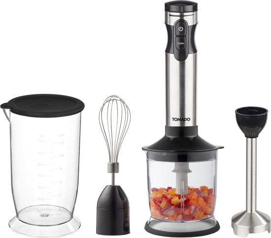 Tomado TSB9001B - Staafmixer set - Hakmolen en maatbeker - Garde - 1000W - 2 snelheden - RVS