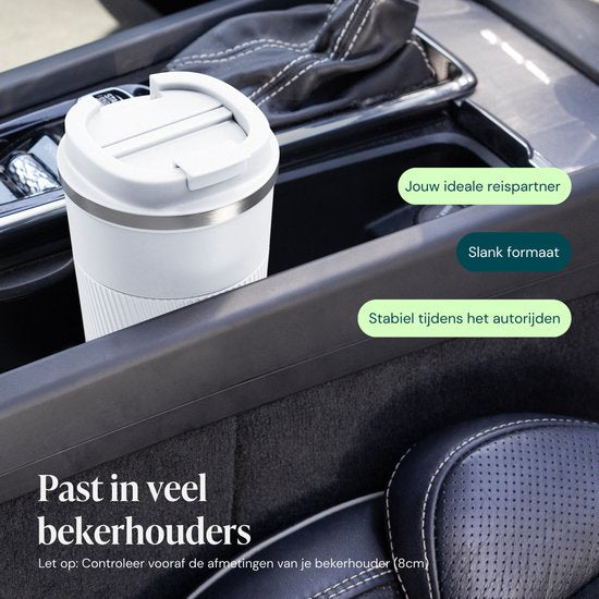 Castagnola Thermosbeker - Koffiebeker To Go - Travel Mug voor Koffie en Thee - Theebeker - 510 ML - RVS - Wit