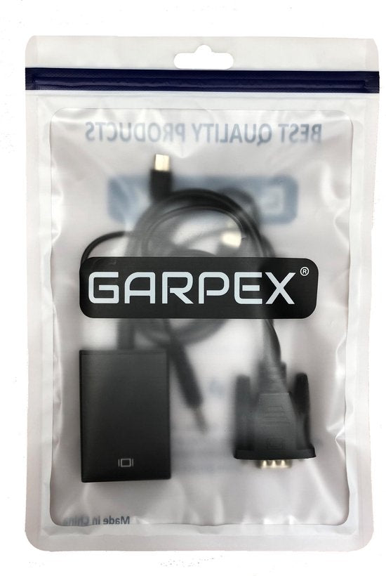 Garpex® VGA naar HDMI Adapter Converter - Universeel met 3.5mm Jack AUX & USB Voeding Kabel - Analoog naar Digitaal Video Omvormer - Male to Female - 1080p Full HD - Inclusief USB voedingskabel