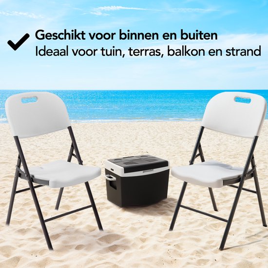 Brixy Klapstoelen – Set van 4 - Vouwstoelenset - Zware Kwaliteit - Weersbestending - Opvouwbare Stoelen - 47 x 54 x 87 CM – Wit