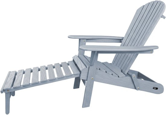 AXI Alexa Adirondack Stoel Grijs – Met Voetenbank - Houten loungestoel met armleuningen – Opklapbaar - Hoge rugleuning - Tuinstoel – 147 x 78,5 x 89 cm – FSC 100% Hemlockhout