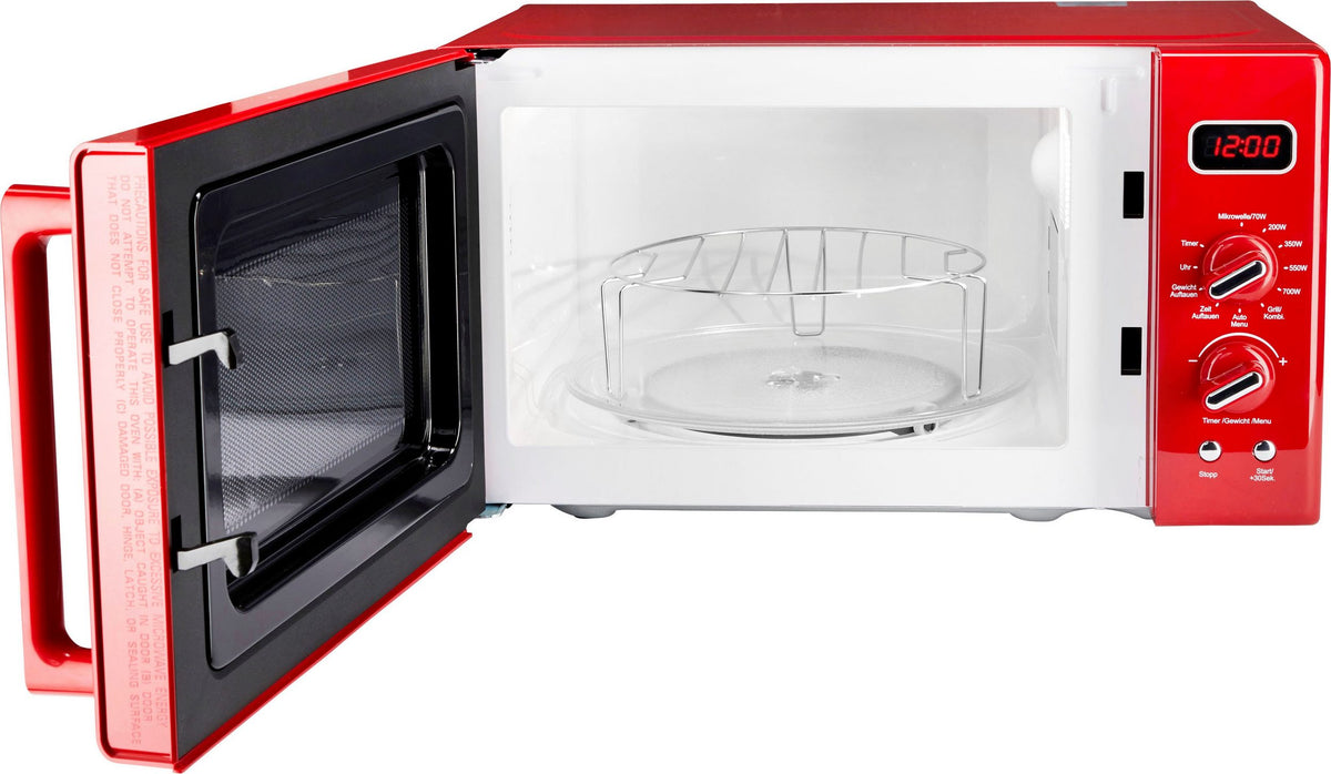 Hanseatic Magnetron AG720CE6-PM – 20 liter – 700 W – Grill 1000 W – Retro rood – 44 x 26 x 36 cm