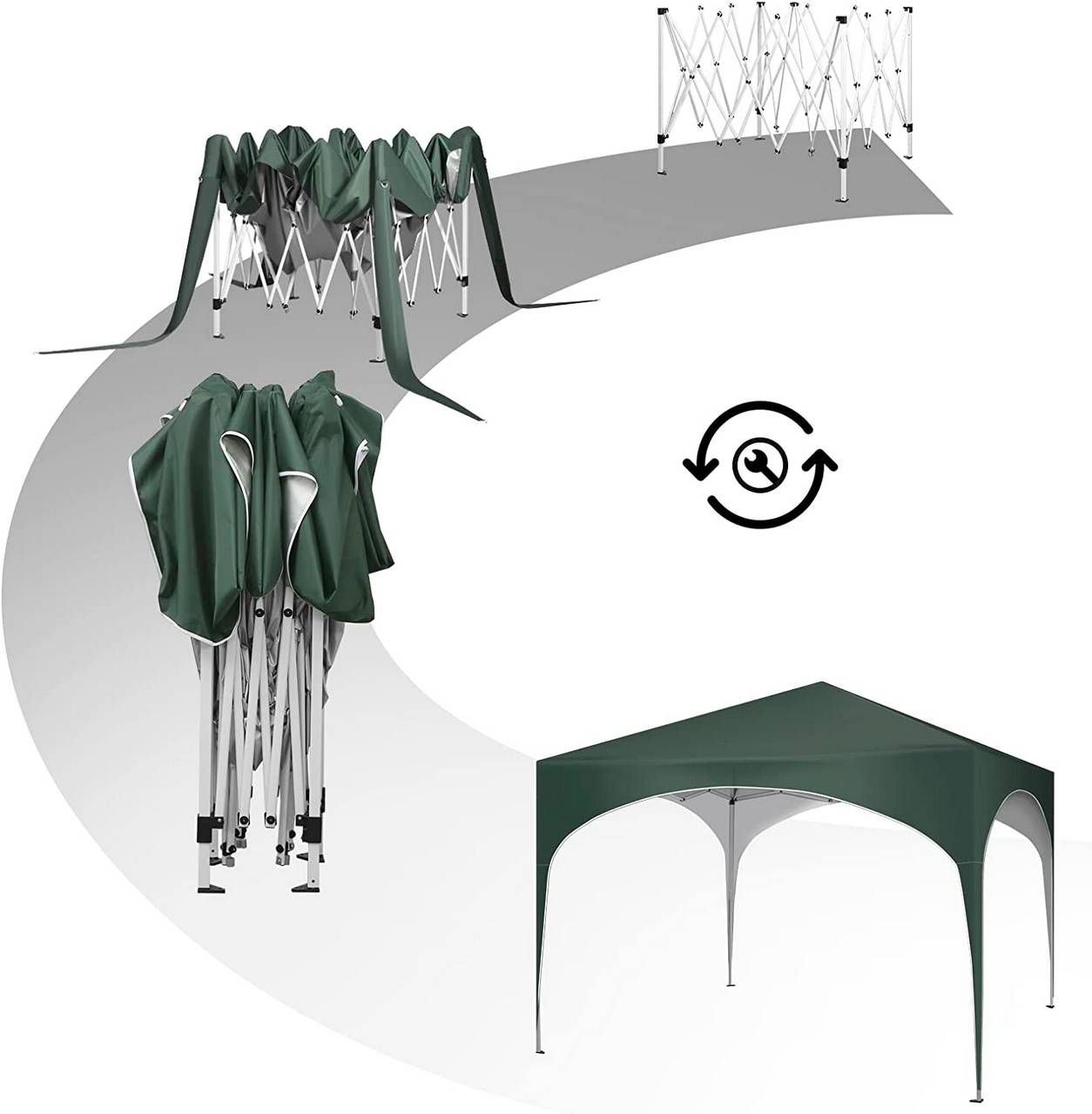 WOLTU Paviljoen Pop-Up - Waterdicht - Groen - 3x3m