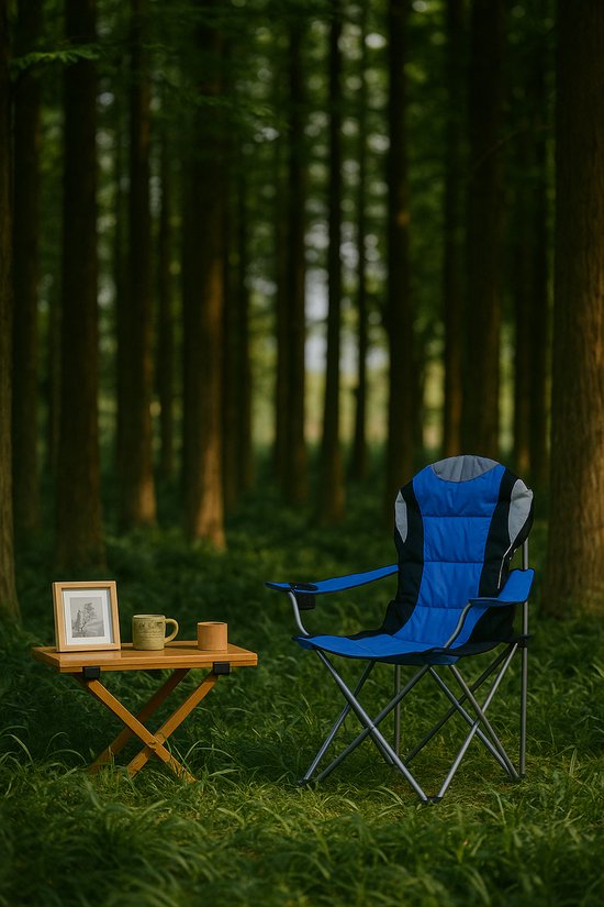 VDD - campingstoel - vouwstoel - campingstoel opvouwbaar - camping stoel - campingstoelen - campingstoel opvouwbaar - opvouwbaar - bekerhouder - blauw