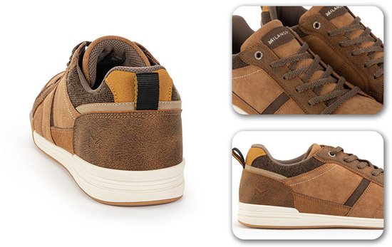 Milanoro - Comfortabele sneakers voor heren - Cognac - Maat 42