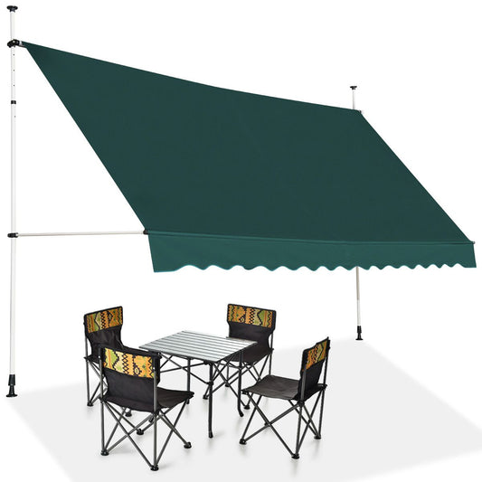 Coast Zonnescherm 400 cm Breed, Hoogteverstelbaar 200–300 cm, Groen, Aluminium Frame en Oxford-Stof