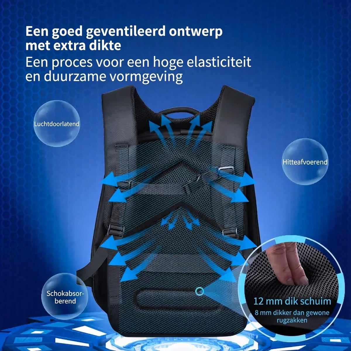 Ochama TANK Sportrugzak 35 Liter - Ruime Rugzak voor Sportschool en Reizen - Zwart