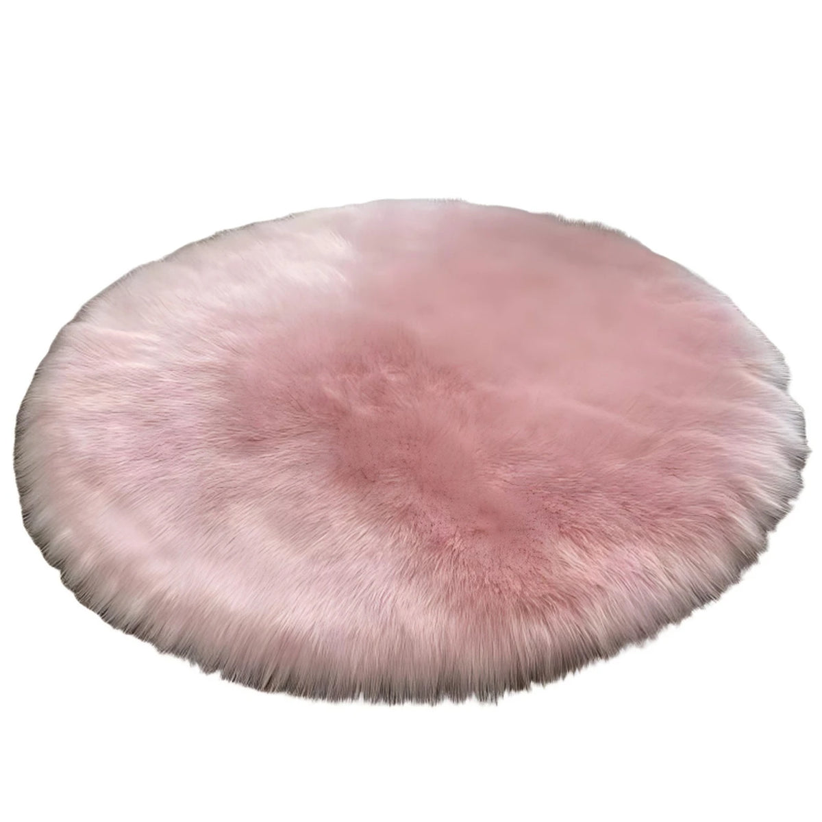 Rond vloerkleed van imitatiebont - roze - 90 × 90 cm