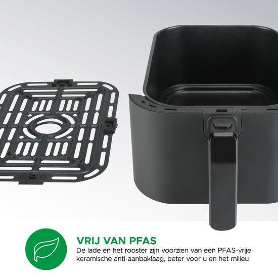 Bourgini Slimfit Airfryer Pure XL - Heteluchtfriteuse - 5 liter - 1500W - PFAS vrij