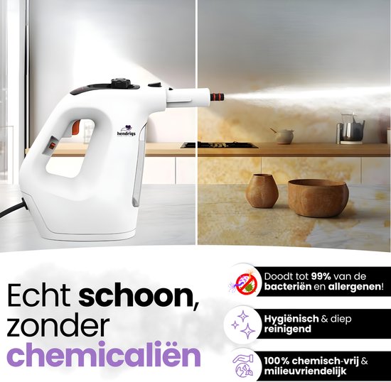 Hendriqs® 2-in-1 Stoomreiniger 1500W 105°C voor Vloeren & Ramen - Elektrische Dweil - Stoomdweil - Handstoomreiniger - Steam Cleaner - Voor Keuken, Badkamer & BBQ
