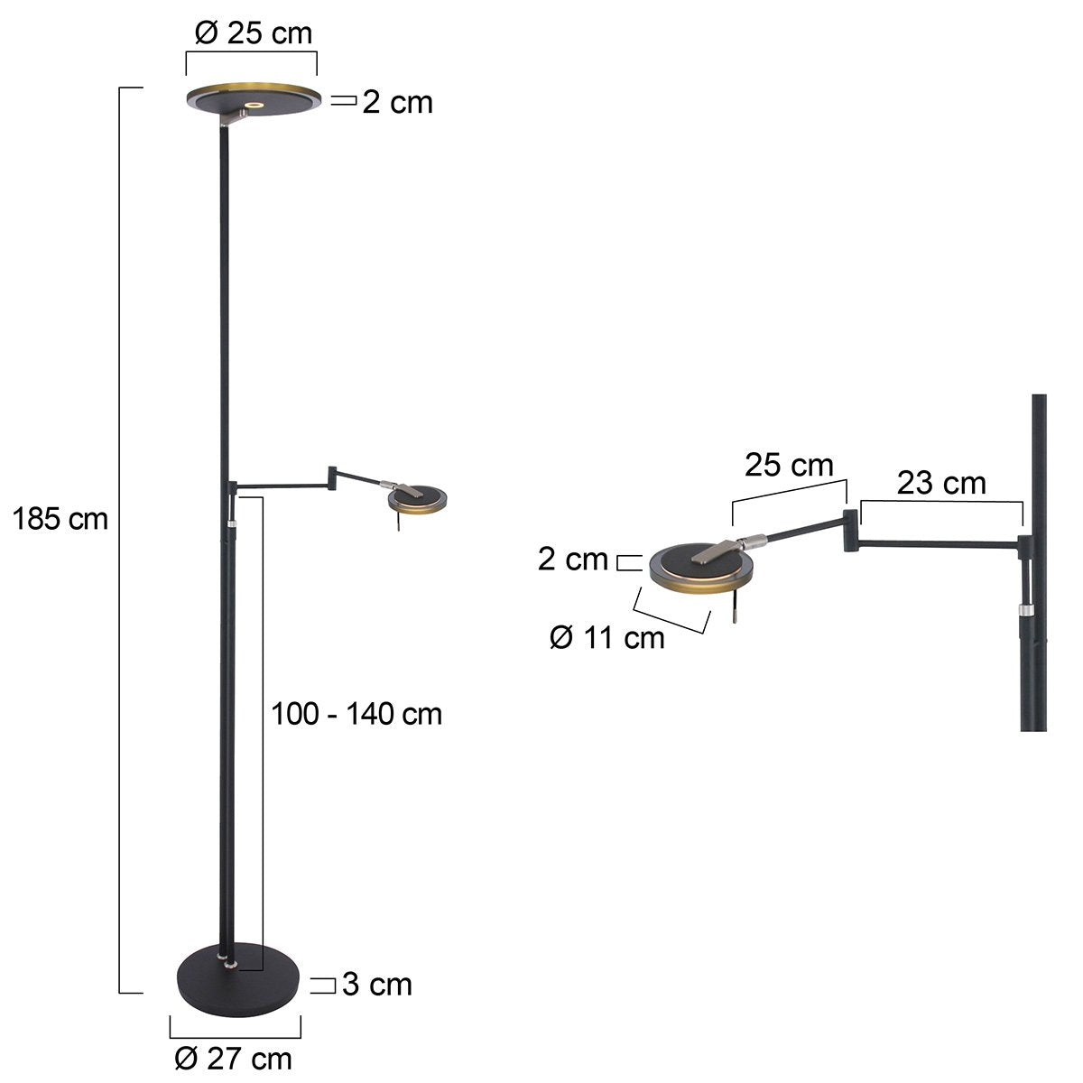 Vloerlamp woonkamer industrieel Turound LED 2663ZW Zwart