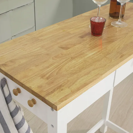 SoBuy Bartafel met 2 Barkrukken - Max. 90 kg per kruk - 95 x 40 x 107 cm - Wit/ Naturel
