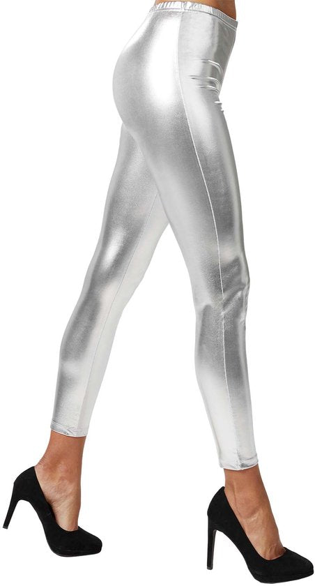 dressforfun - Metallic legging zilver XXL - verkleedkleding kostuum halloween verkleden feestkleding carnavalskleding carnaval feestkledij partykleding - 303601