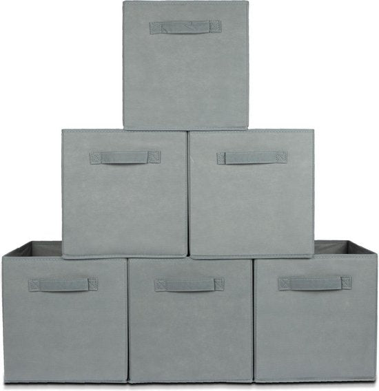 LifeGoods Kast Organizers - 6 Stuks - 20L - Textiel - Grijs