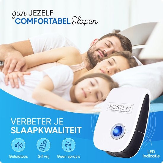 ROSTEM Ultrasone Ongedierteverjager – 4 Stuks, Gifvrij – 120 m² Bereik – Wit