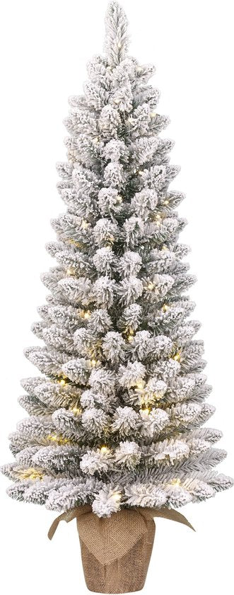 Black Box Trees Gerlos Kunstkerstboom met Verlichting - Kunstboom H120 x D51 cm - Kunst Kerstboom met Besneeuwde Takken - Kerstdecoratie voor Binnen - 166 Tips - Groen