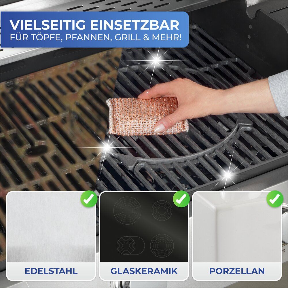 Wenko Koperspons Set van 6 - Krachtige Vuilverwijderaar - 110 x 70 x 30 mm - Koperkleur