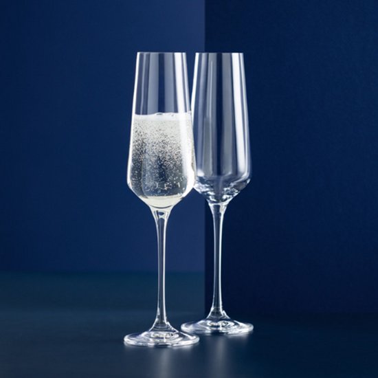 Champagneglazen Set van 2 – 200 ml – Elegant Design met Getrokken Steel – Luxe Flûte Glazen voor Feestelijke Gelegenheden