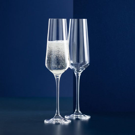 Champagneglazen Set van 2 – 200 ml – Elegant Design met Getrokken Steel – Luxe Flûte Glazen voor Feestelijke Gelegenheden