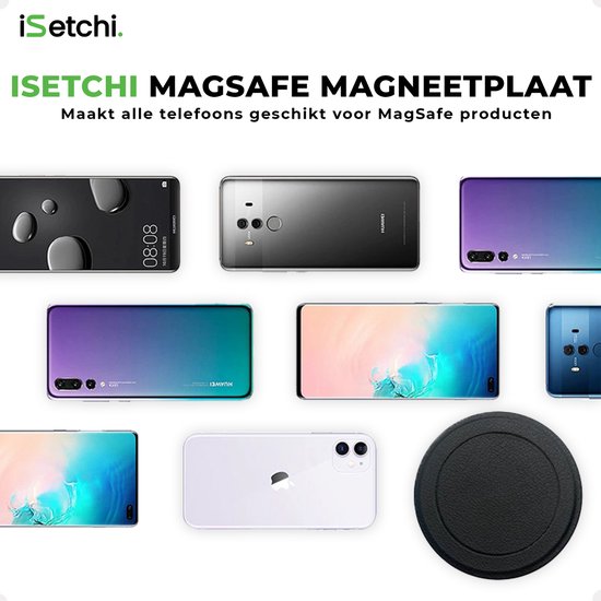 iSetchi MagSafe Magneet Platen Set universeel (2 stuks verpakking) - Voor Draadloze Opladers - Magneet Sticker Ring voor Telefoonhouders en MagSafe Accessoires - Geschikt voor alle Telefoons en Hoesjes