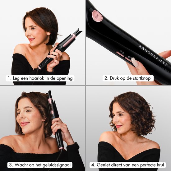 Sansbeauté Automatische Krultang - Keramische Haarkruller - Haarkrultang - Hair Curler - Haarstyler - Wavy Hair - Curling Iron - Krulborstel Roterend - Golvenkrultang - Wave Krultang