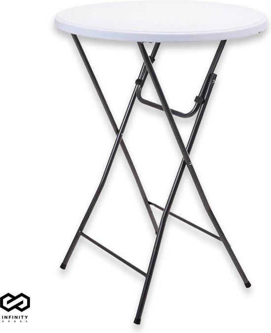 Infinity Goods Stevige Statafel - Partytafel - Robuust en Weersbestendig - Inklapbaar - 80cm x 110cm - Feest - 1 stuk - Wit/Grijs