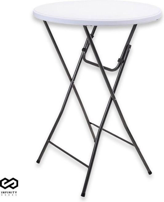 Infinity Goods Stevige Statafel - Partytafel - Robuust en Weersbestendig - Inklapbaar - 80cm x 110cm - Feest - 1 stuk - Wit/Grijs