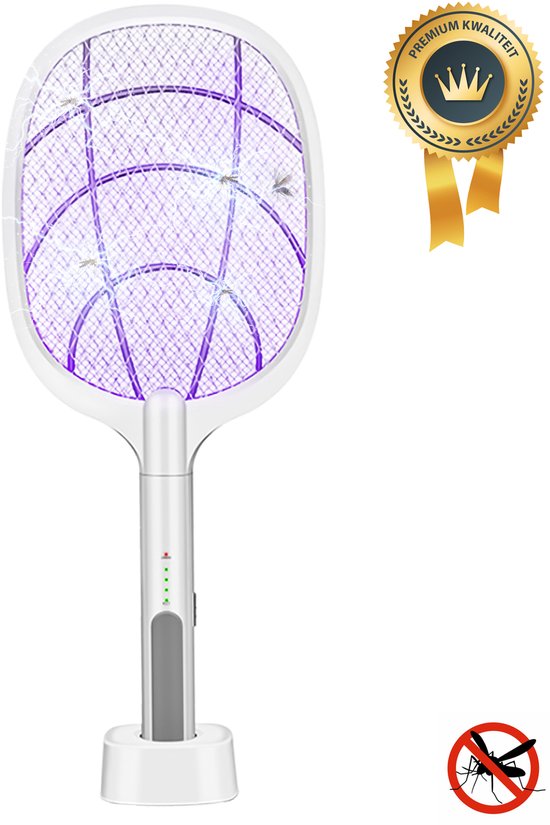 TTD® Premium Elektrische Vliegenmepper – 2-in-1 Muggenlamp – 2500V UV Insectenlamp – Oplaadbaar