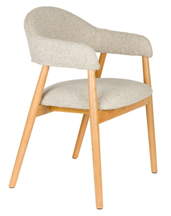 vanHarte Indy Eetkamerstoel met Armleuningen – Eikenhouten Poten – Polyester Bekleding