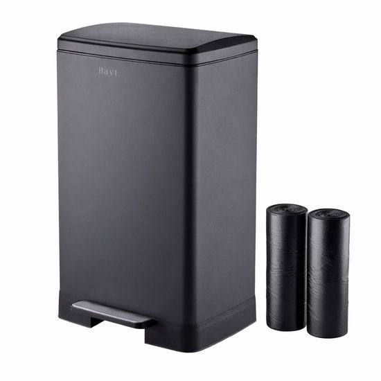Bayt Prullenbak - Prullenbak 60 Liter - Pedaalemmer 60 liter - Vuilnisbak 60 liter - Afvalbak - Inclusief 2 rollen vuilniszakken - RVS - Zwart