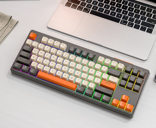 M87 Draadloos RGB Gaming Toetsenbord - 87 toetsen - BT5.0/2.4G - PBT Ball Keycaps - Shimmer