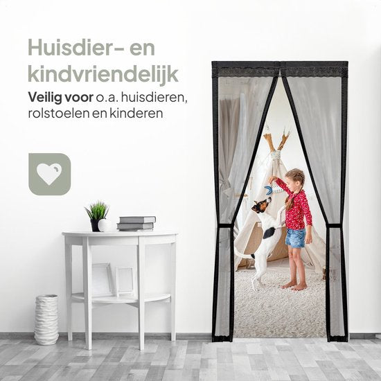 O'DADDY® Deurgordijn Deluxe FIBER - Magnetisch Vliegengordijn - Voor Nieuwbouw en Standaard Deuren - Eenvoudige Installatie - Deurhor Zwart - 100x230 cm