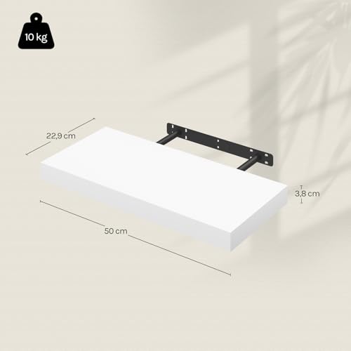 Woltu Zwevende Wandplank - Houten Plank - Wit - 50 cm