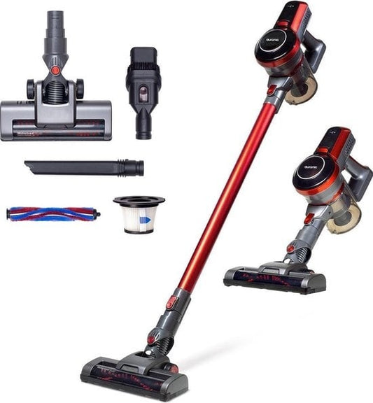 Auronic Steelstofzuiger Draadloos - Zonder Zak - Op Accu - 4-in-1 - 160W - Vacuum Cleaner - Rood/Grijs - Draadloze stofzuiger