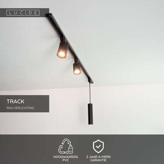 Lucide TRACK Opbouwrail - 1-fase Railsysteem / Railverlichting - 1 meter- Zwart (Uitbreiding)