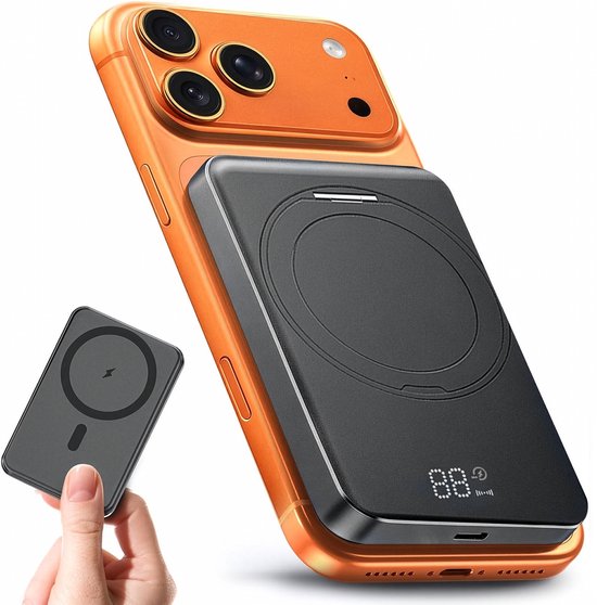 Strolox Powerbank - 12000 mAh - Geschikt voor MagSafe systeem - Draadloze Powerbanks - Snellader - Noodpakket - Met Stand