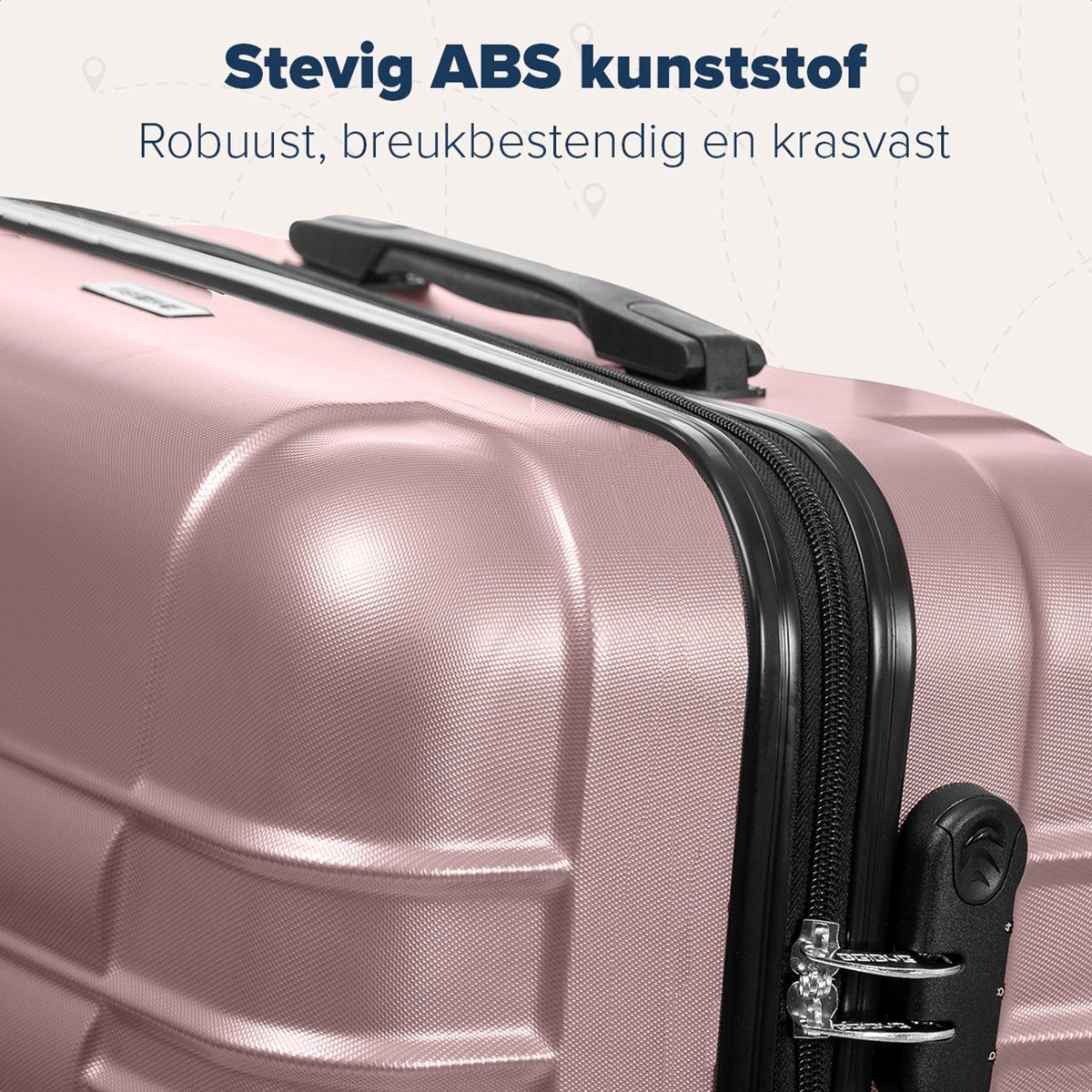 TRVLMORE Kofferset - 3 Delig - 38L Handbagage + 70L en 110L Ruimbagage - Roségoud
